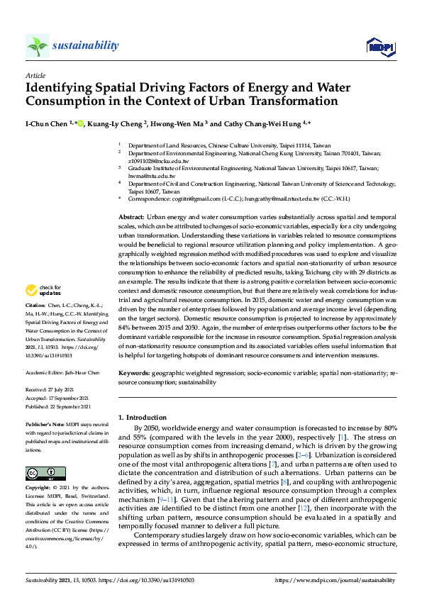 (PDF) Identifying Spatial Driving Factors of Energy and Water ...
