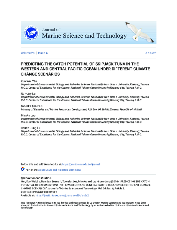 (PDF) Predicting the Catch Potential of Skipjack Tuna in the Western ...