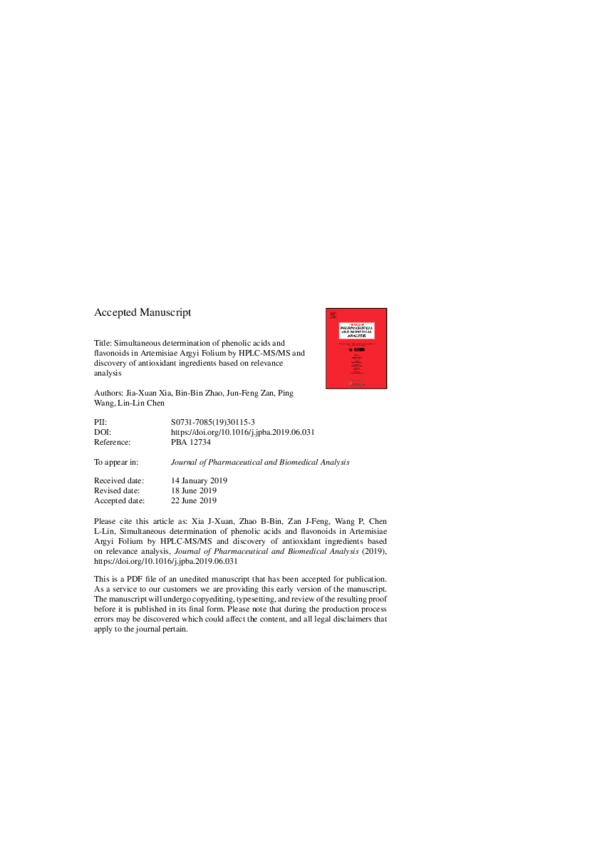 (PDF) Simultaneous Determination of Phenolic Acids in Water Caltrop by ...