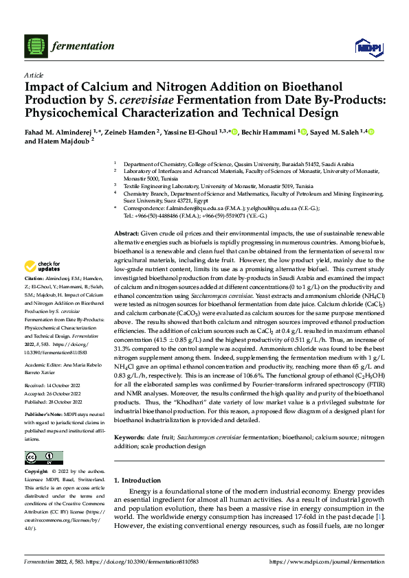 (PDF) Impact of Calcium and Nitrogen Addition on Bioethanol Production ...