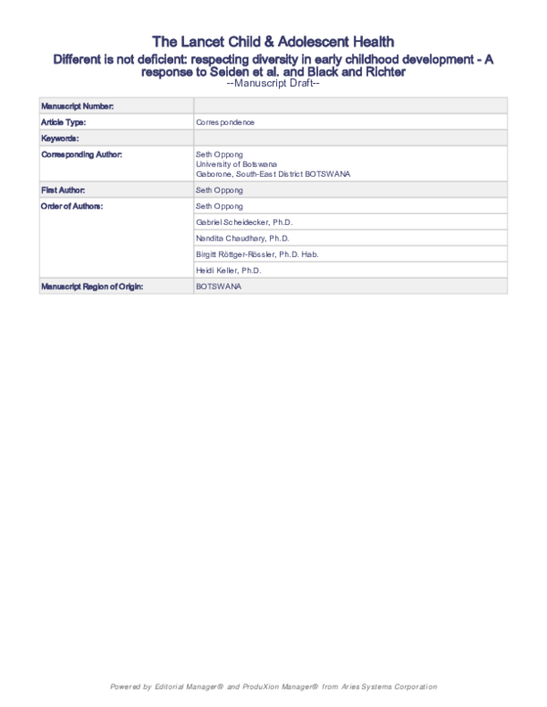 (PDF) Different is not deficient: respecting diversity in early ...