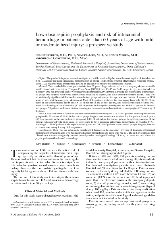 (PDF) Low-dose aspirin prophylaxis and risk of intracranial hemorrhage ...