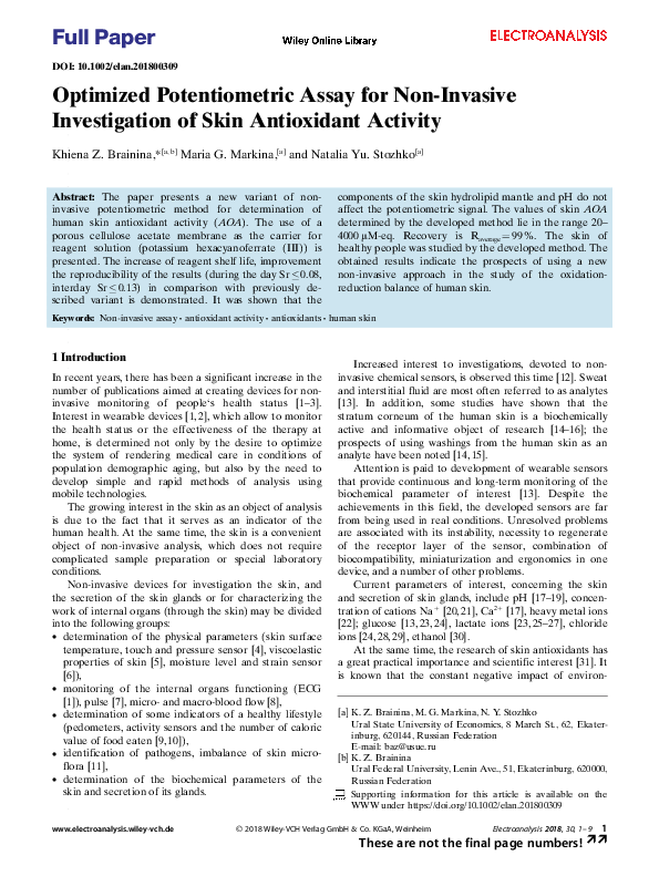 (PDF) Optimized Potentiometric Assay for Non-invasive Investigation of ...