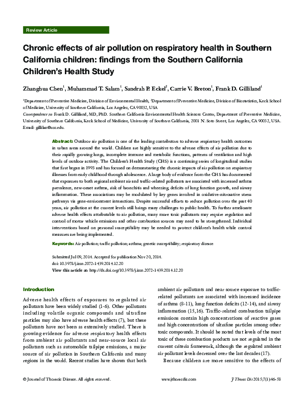(PDF) Chronic effects of air pollution on respiratory health in ...