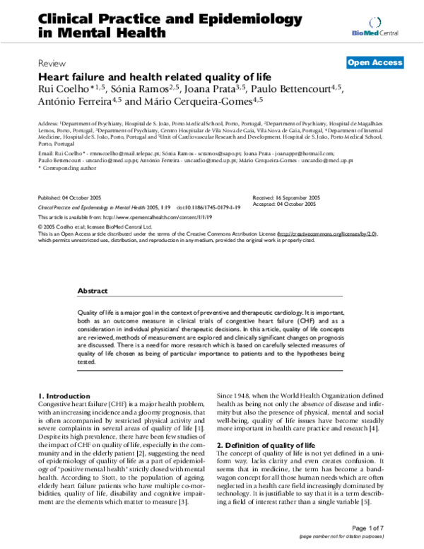 (PDF) Heart failure and health related quality of life