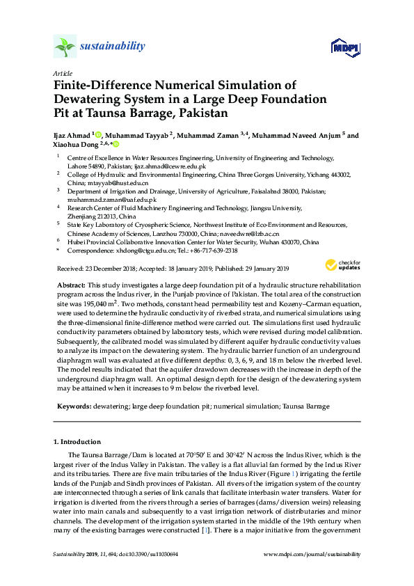 (PDF) Finite-Difference Numerical Simulation of Dewatering System in a ...