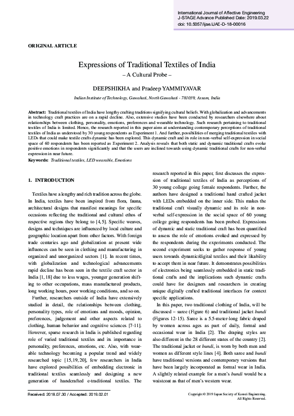 (PDF) Expressions of Traditional Textiles of India Pradeep Yammiyavar