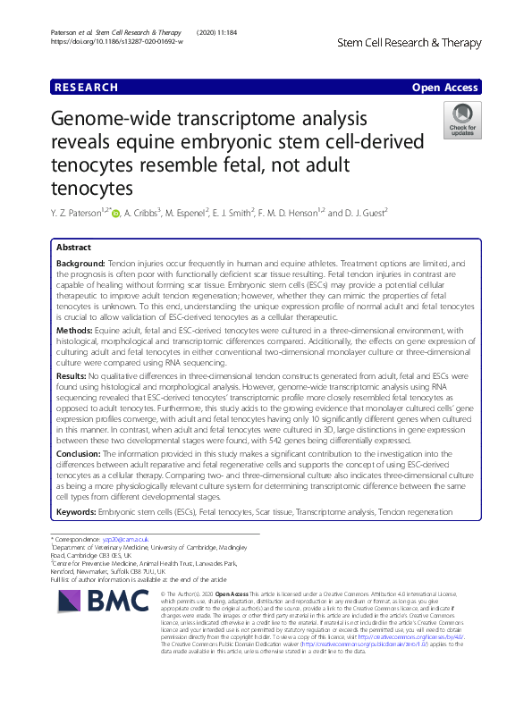 (PDF) Genome-wide transcriptome analysis reveals equine embryonic stem ...