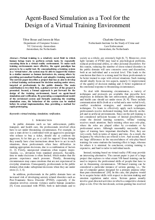 (PDF) AgentBased Simulation as a Tool for the Design of a Virtual