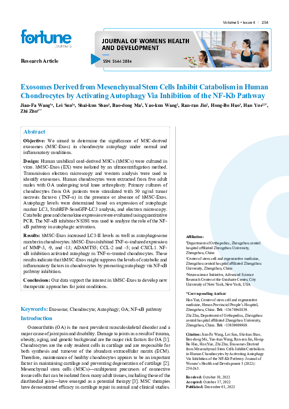 (PDF) Exosomes Derived from Mesenchymal Stem Cells Inhibit Catabolism ...