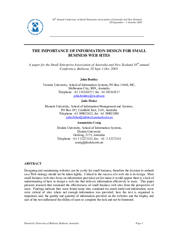 (PDF) The importance of information design for small business web sites