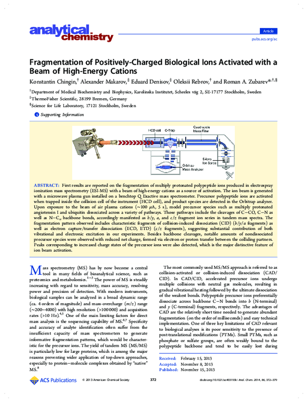 (PDF) Fragmentation of Positively-Charged Biological Ions Activated ...