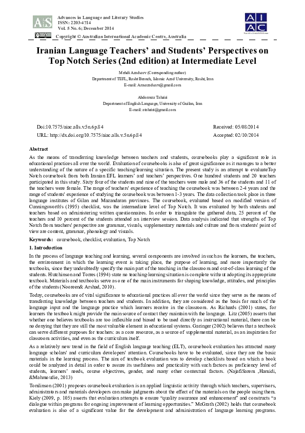 (PDF) Iranian Language Teachers’ and Students’ Perspectives on Top ...