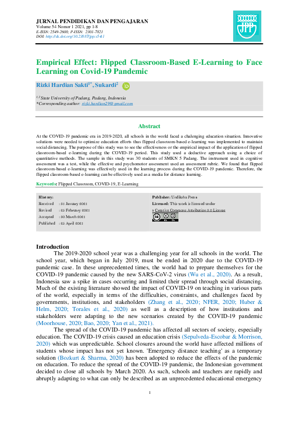 (PDF) Empirical Effect: Flipped Classroom-Based E-Learning to Face ...