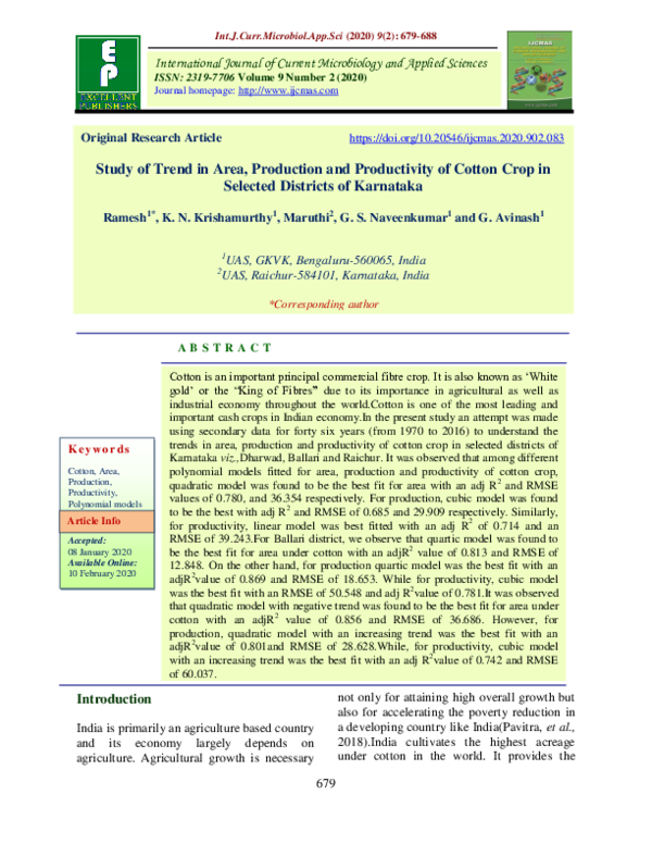 (PDF) Study of Trend in Area, Production and Productivity of Cotton ...