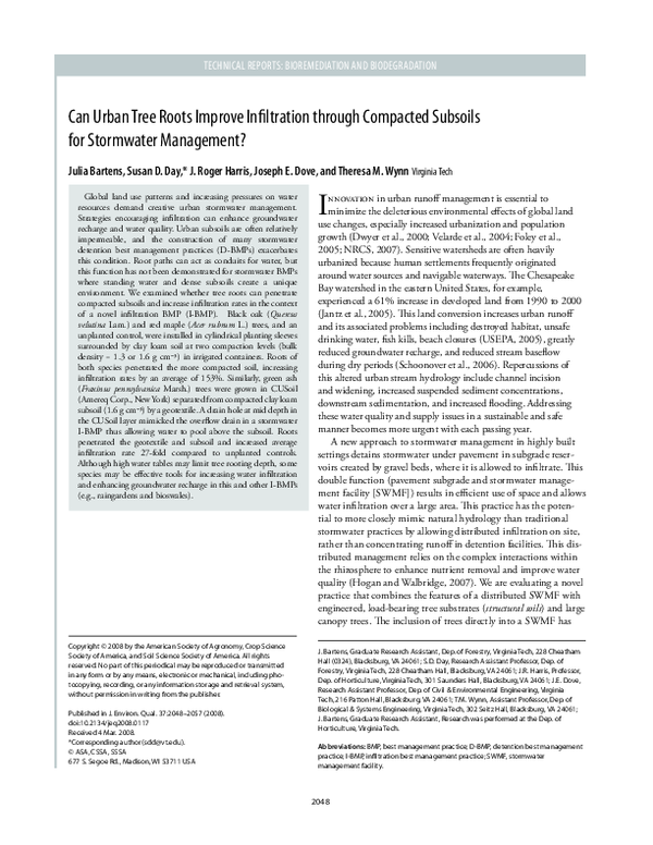 (PDF) Can Urban Tree Roots Improve Infiltration through Compacted ...