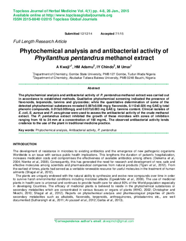 (PDF) Phytochemical analysis and antibacterial activity of Phyllanthus ...