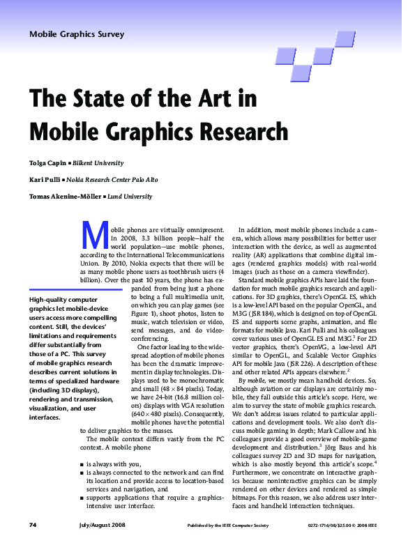 (PDF) The State of the Art in Mobile Graphics Research