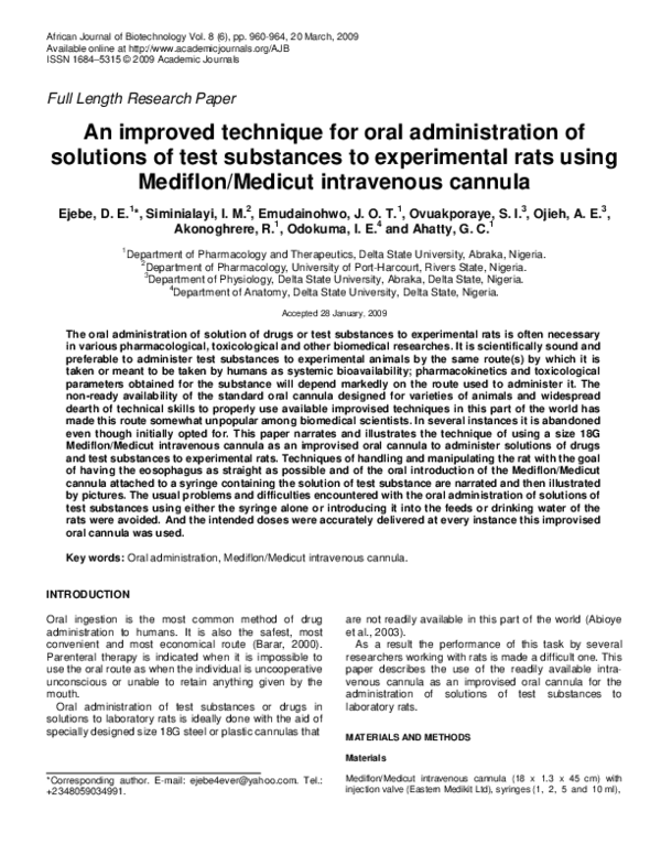 (PDF) An improved technique for oral administration of solutions of ...