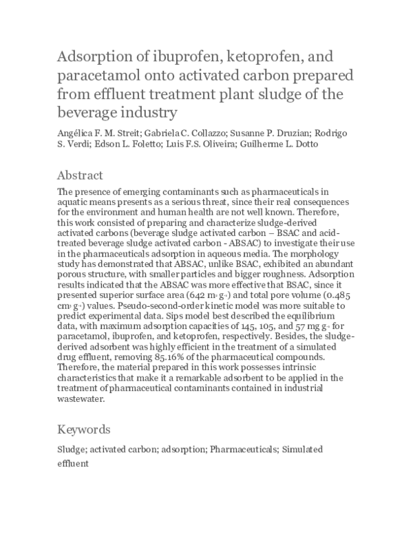 (PDF) Adsorption of ibuprofen, ketoprofen, and paracetamol onto