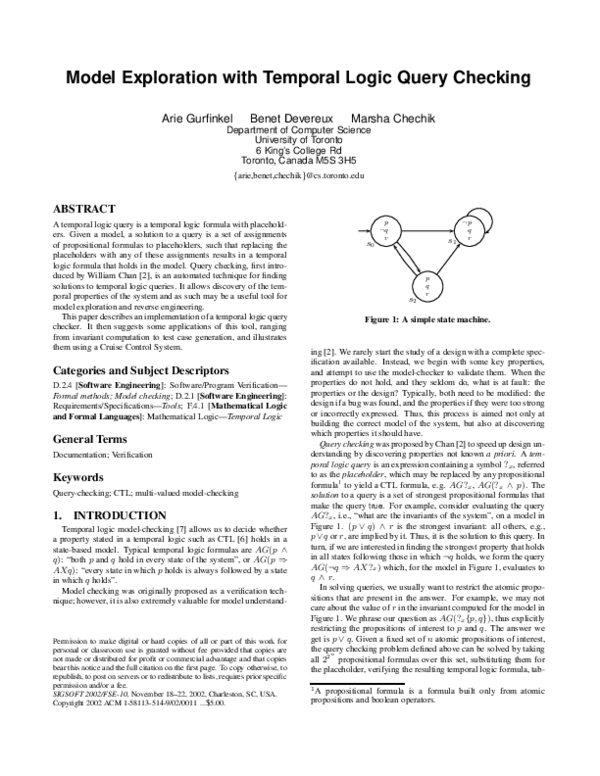 (PDF) Model exploration with temporal logic query checking