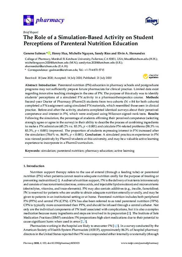(PDF) The Role of a Simulation-Based Activity on Student Perceptions of ...