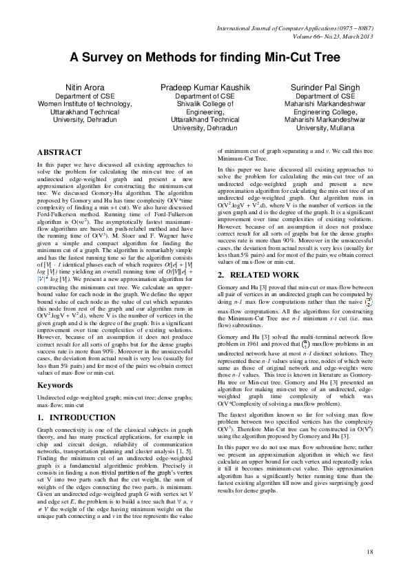 (PDF) A Survey on Methods for finding Min-Cut Tree