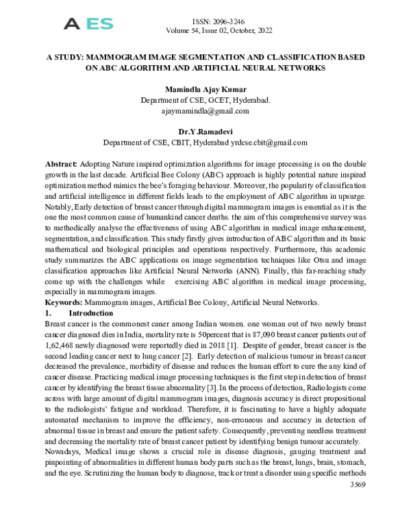 (PDF) A STUDY: MAMMOGRAM IMAGE SEGMENTATION AND CLASSIFICATION BASED ON ...