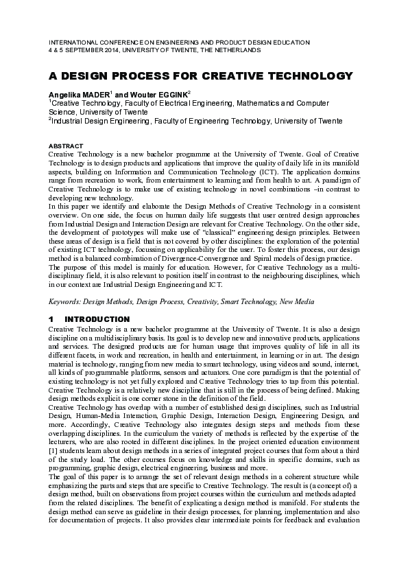 (PDF) A Design Process for Creative Technology