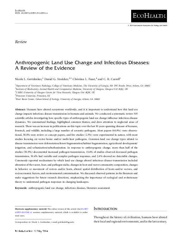 (PDF) Anthropogenic Land Use Change and Infectious Diseases: A Review ...