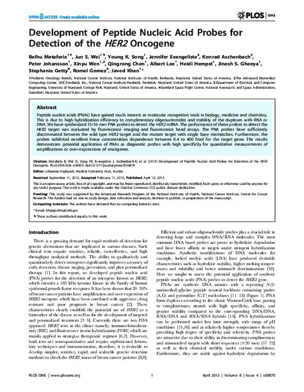 (PDF) Development of Peptide Nucleic Acid Probes for Detection of the ...