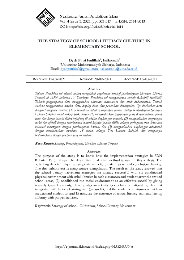 (PDF) The Strategy Of School Literacy Culture In Elementary School