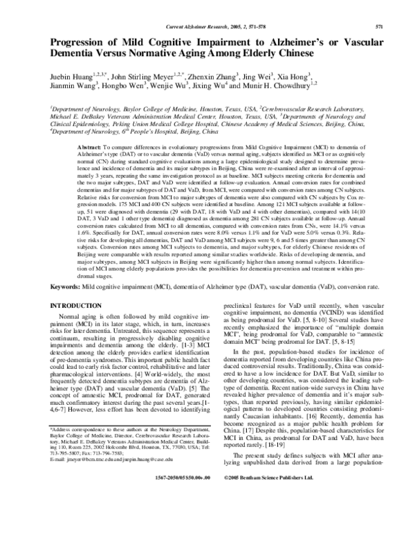 (PDF) Progression of Mild Cognitive Impairment to Alzheimers or ...
