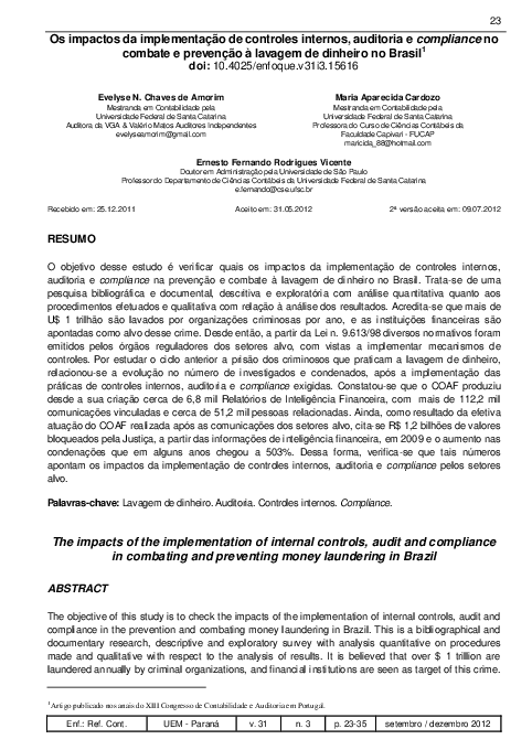 (PDF) Os impactos da implementação de controles internos, auditoria e ...