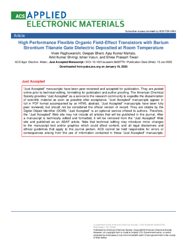 (PDF) High Performance Flexible Organic Field-Effect Transistors with ...