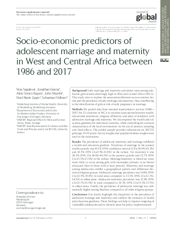 pdf-socio-economic-predictors-of-adolescent-marriage-and-maternity-in