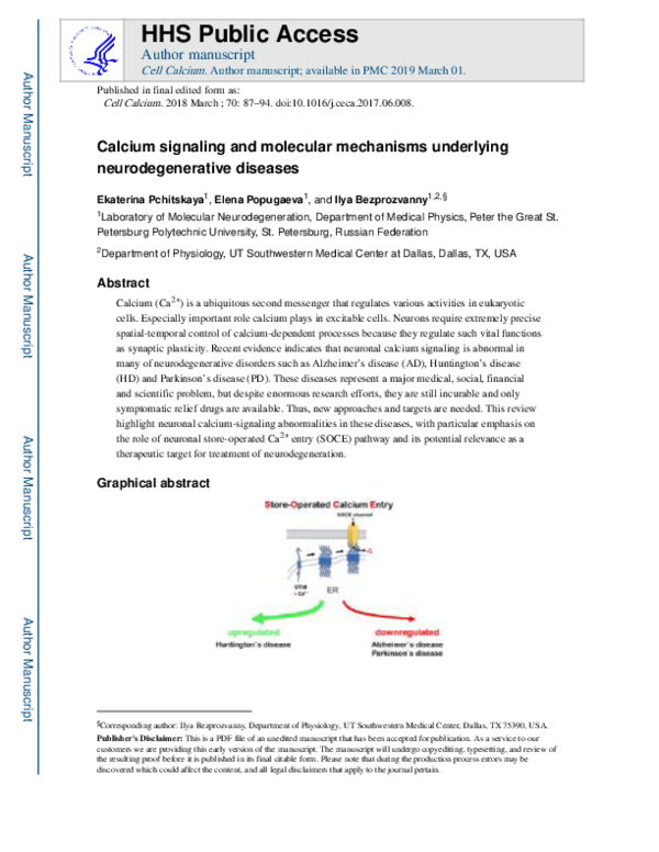 (PDF) Calcium signaling and molecular mechanisms underlying ...