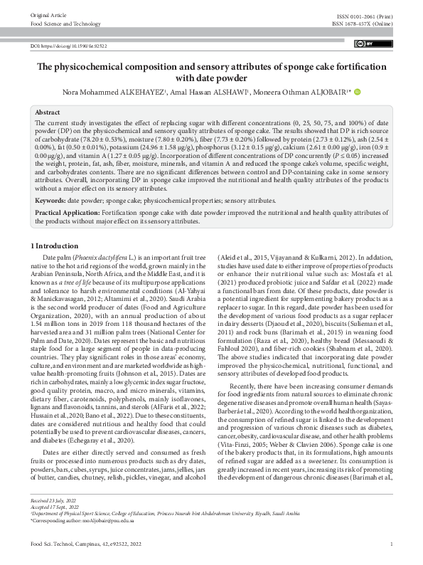 (PDF) The physicochemical composition and sensory attributes of sponge ...