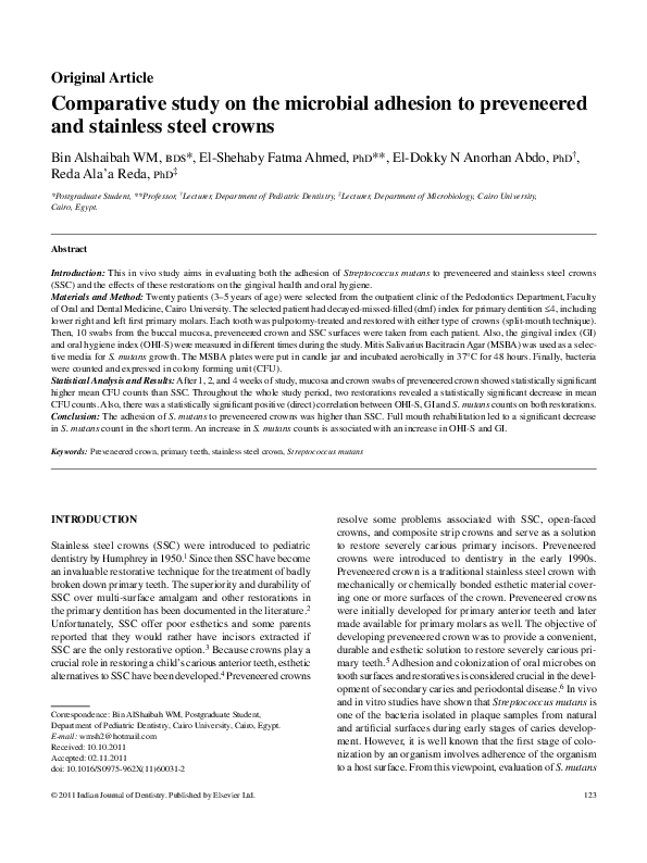(PDF) Comparative study on the microbial adhesion to preveneered and