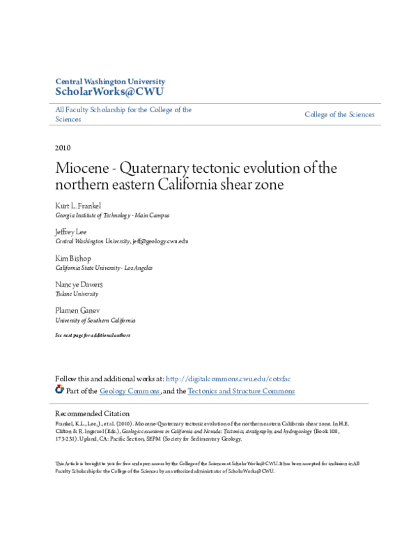 (PDF) Miocene - Quaternary tectonic evolution of the northern eastern ...