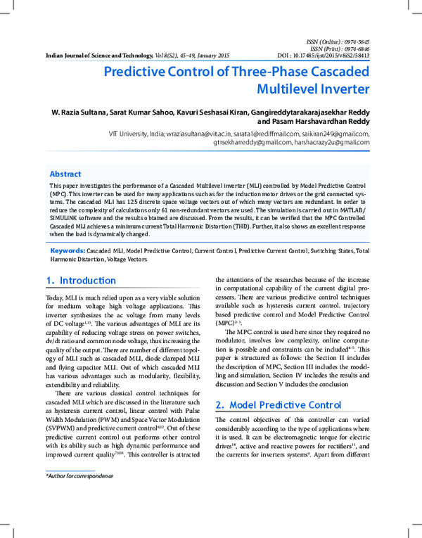 (PDF) Predictive Control of Three-Phase Cascaded Multilevel Inverter