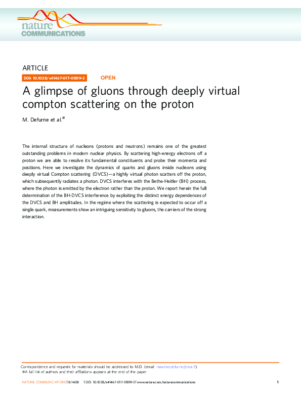 (PDF) A glimpse of gluons through deeply virtual compton scattering on ...