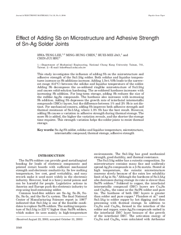 Curated visual reference: Pdf Effect Of Adding Sb On Microstructure And Adhesive Strength Photo Inspiration