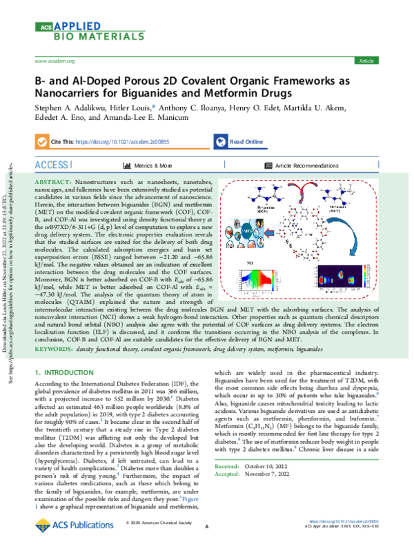 (PDF) B- and Al-Doped Porous 2D Covalent Organic Frameworks as ...