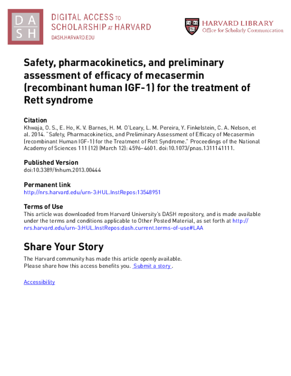 (pdf) safety, pharmacokinetics, and preliminary assessment of efficacy