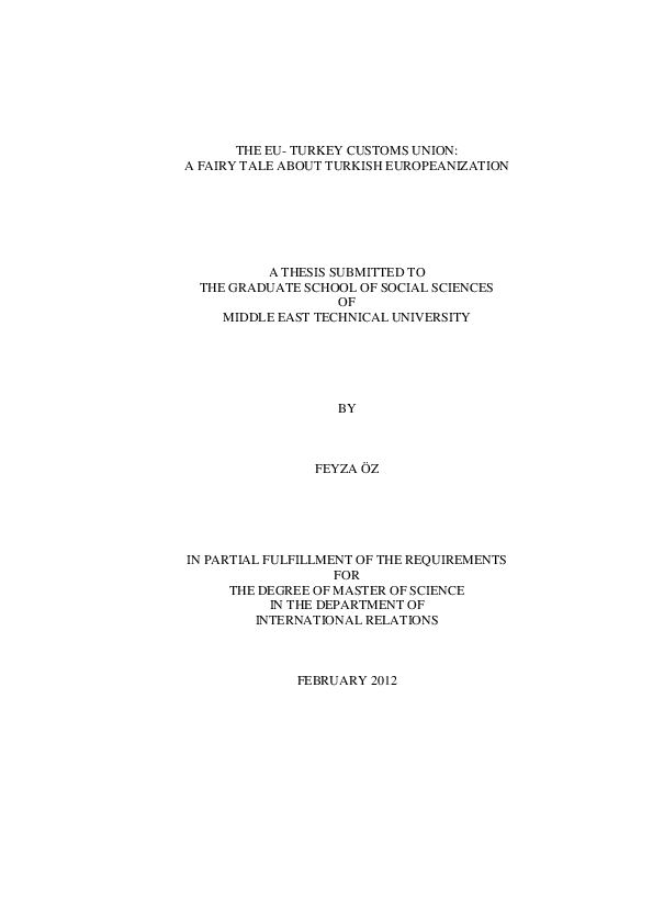 (PDF) AB-Türkiye gümrük birliği: bir avrupalılaşma masalı