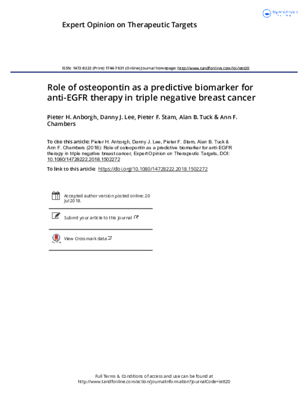 (PDF) Role of osteopontin as a predictive biomarker for anti-EGFR ...