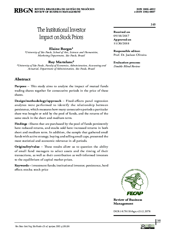 (PDF) The Institutional Investor Impact on Stock Prices