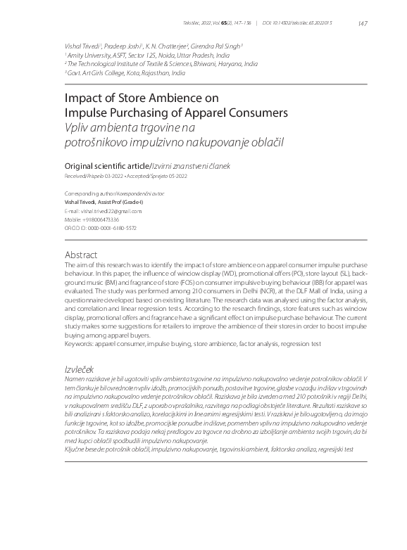 (PDF) Impact of Store Ambience on Impulse Purchasing of Apparel