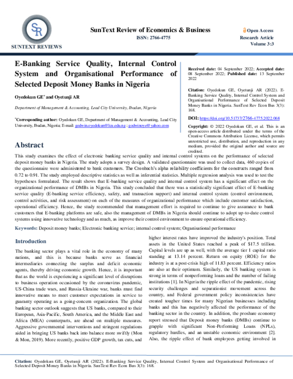 (PDF) E-Banking Service Quality, Internal Control System and ...